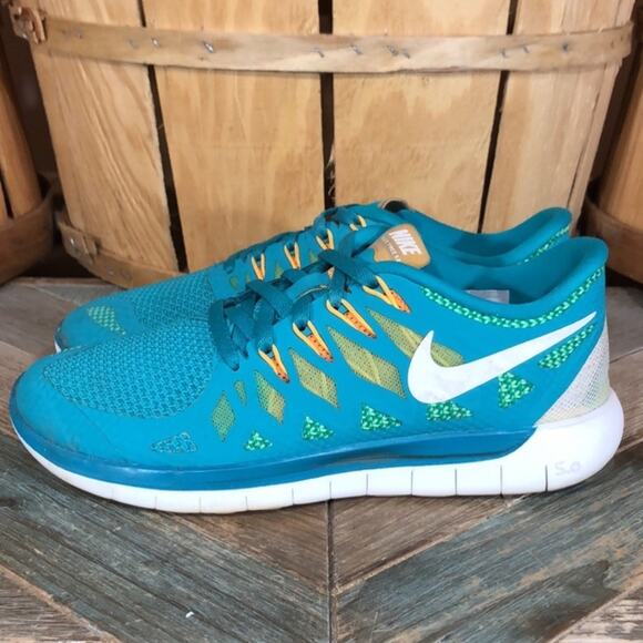 Nike Free 5.0 Turquoise Orange White 642199-303 Running Shoes Womens Size 6.5 - Picture 2 of 11